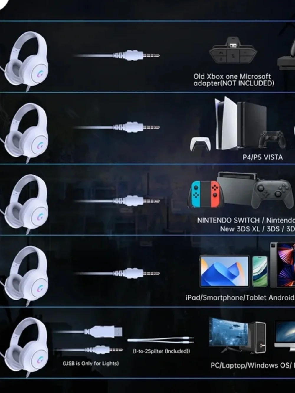 White and gray wired headset with mic